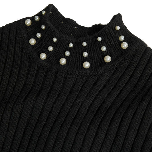 Boboli Maglione in tricot con perline per bambina 729053-890 nero