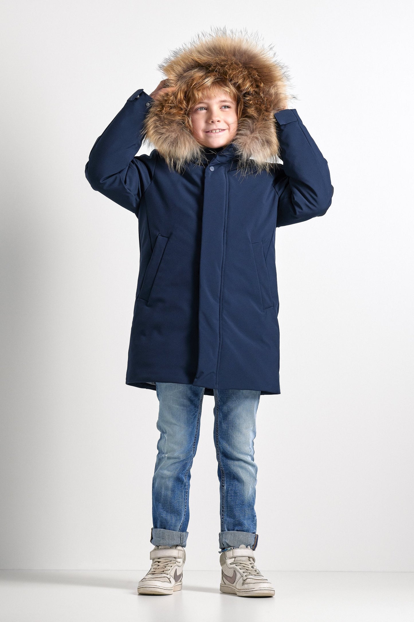 Bomboogie Parka lungo da ragazzi CK094VT AC6 297 poseidon blue