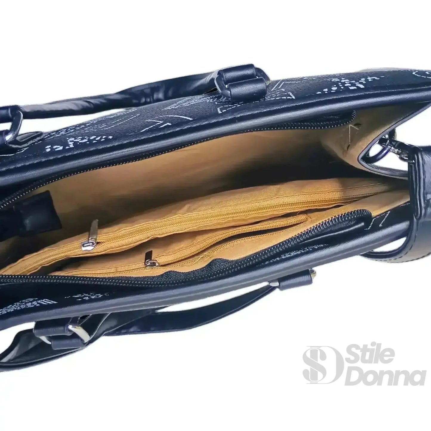 Stile Donna Bags - Borsa a Mano Nera con Stampa