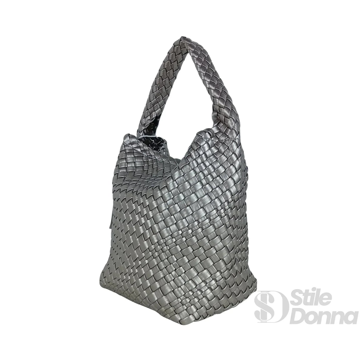 Stile Donna Bags - Borsa a Mano in Ecopelle Intrecciata