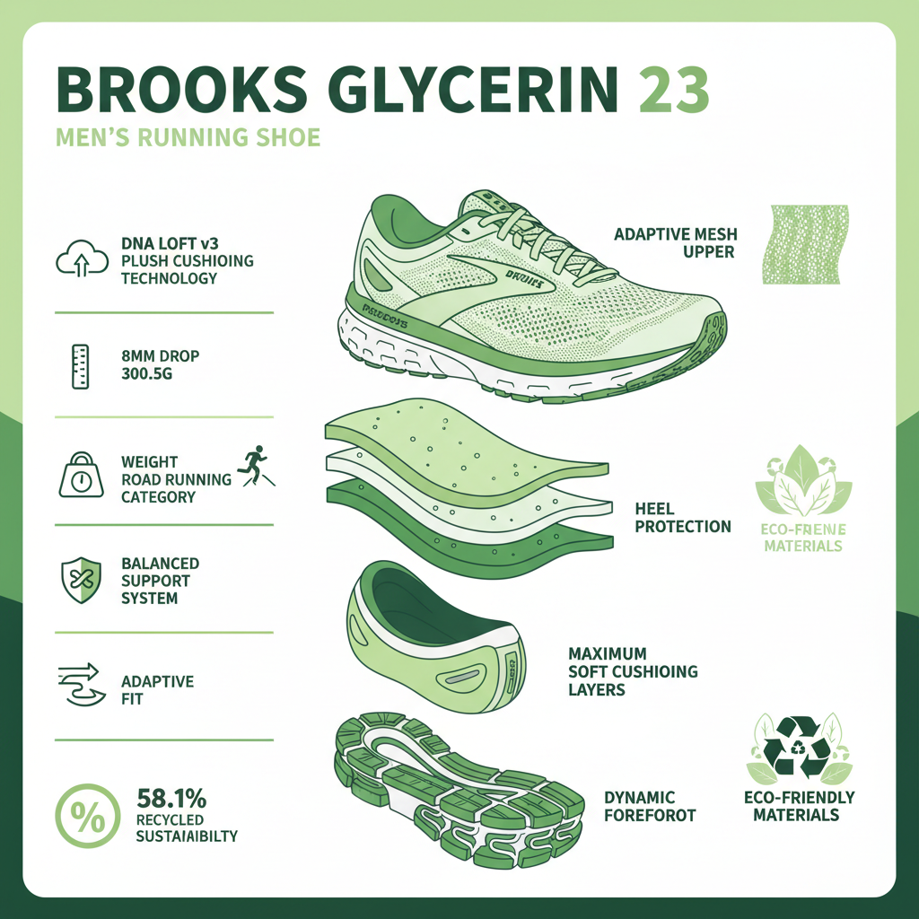 Brooks Scarpa Running Uomo Glycerin 23 Bianco Verde - 110476154