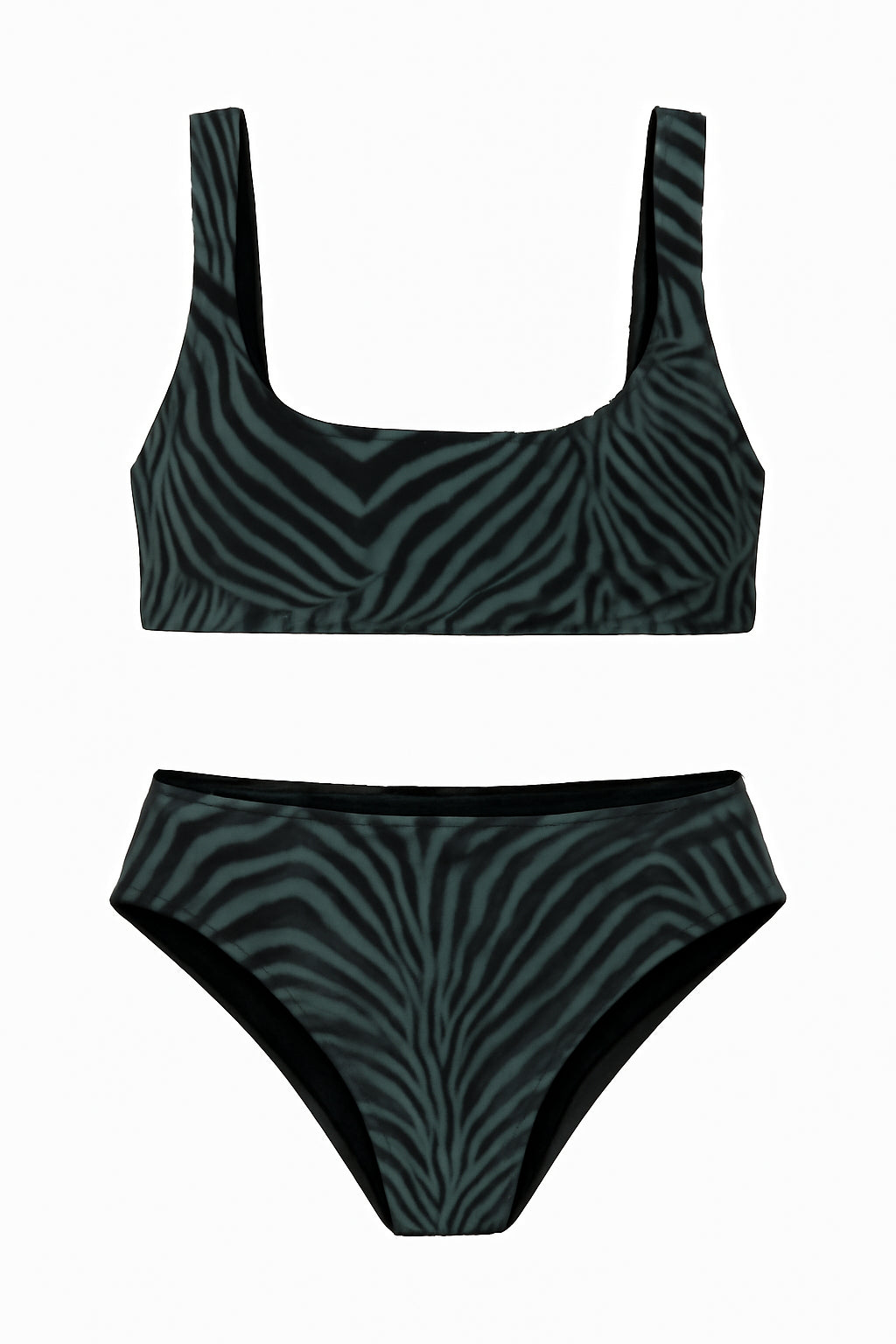 Arena Bikini Bralette Ragazza Zebra 011031-506 Nero Verde Mare