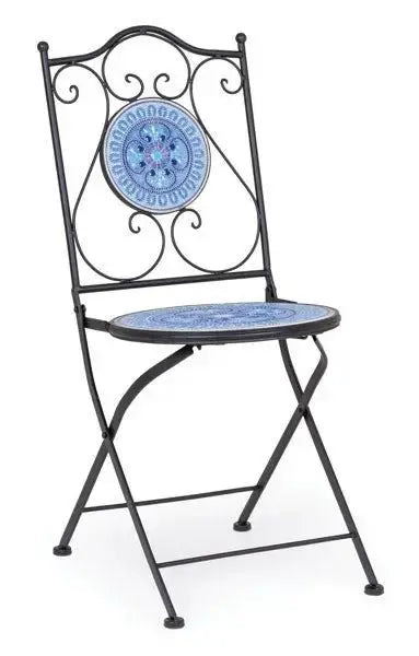 Sedia da giardino pieghevole in ceramica con struttura in acciaio