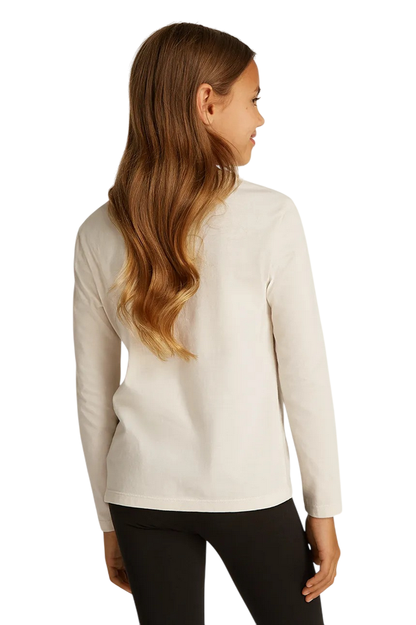 Calvin Klein IG0IG02135 YAF Maglietta Manica Lunga Ragazzo Bianco - T-shirt Logo CK Comfort e Stile