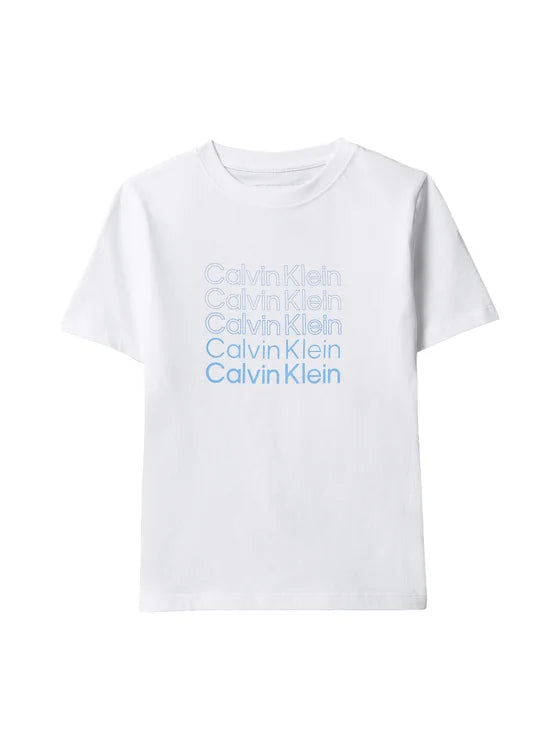 Calvin Klein T-Shirt Junior Stacked Logo LVCKSJA10B Bianca | 8-16 Anni