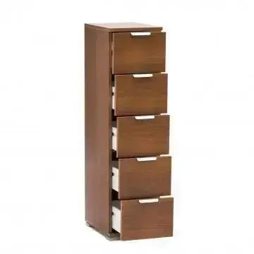 Cassettiera 5 Cassetti Tinta Noce - Dimensioni: cm 27 x 38 x 103 h