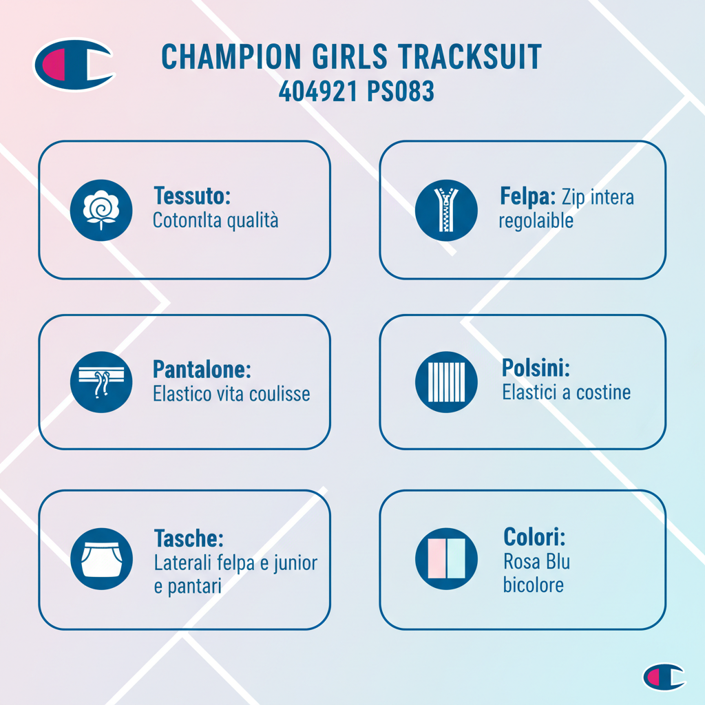 Champion Tuta Sportiva 404921 PS083 Rosa Blu Ragazza