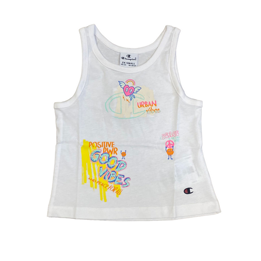 Champion completo da ragazza canotta e pantaloncino 404931 WW001 bianco-verde acqua