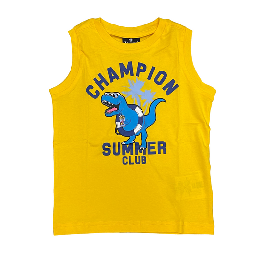 Champion completo da ragazzo maglietta smanicata e pantaloncino Boxer mare 306794 YS011 giallo-bluette
