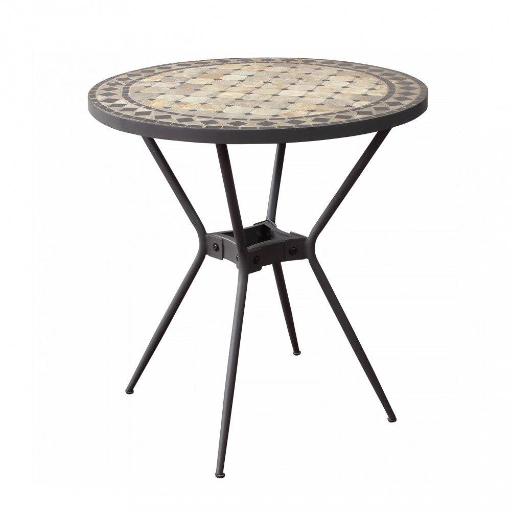 Gartentisch rund Dionisio – Mosaik Beige und Anthrazit – Ø70x72h