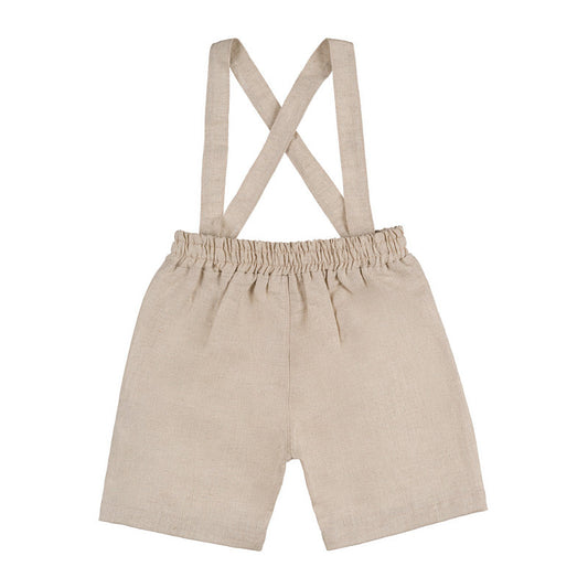 Shorts beige con bretelle