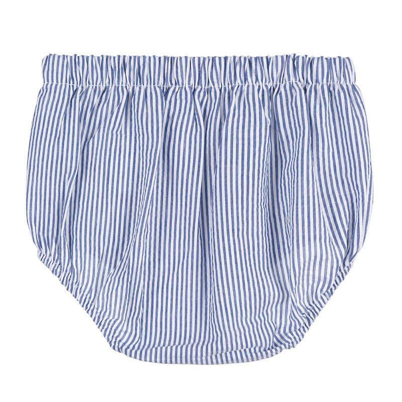 T-shirt camicia con culotte blu a righe