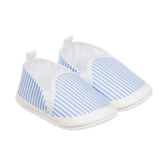Scarpine azzurre in tessuto a righe