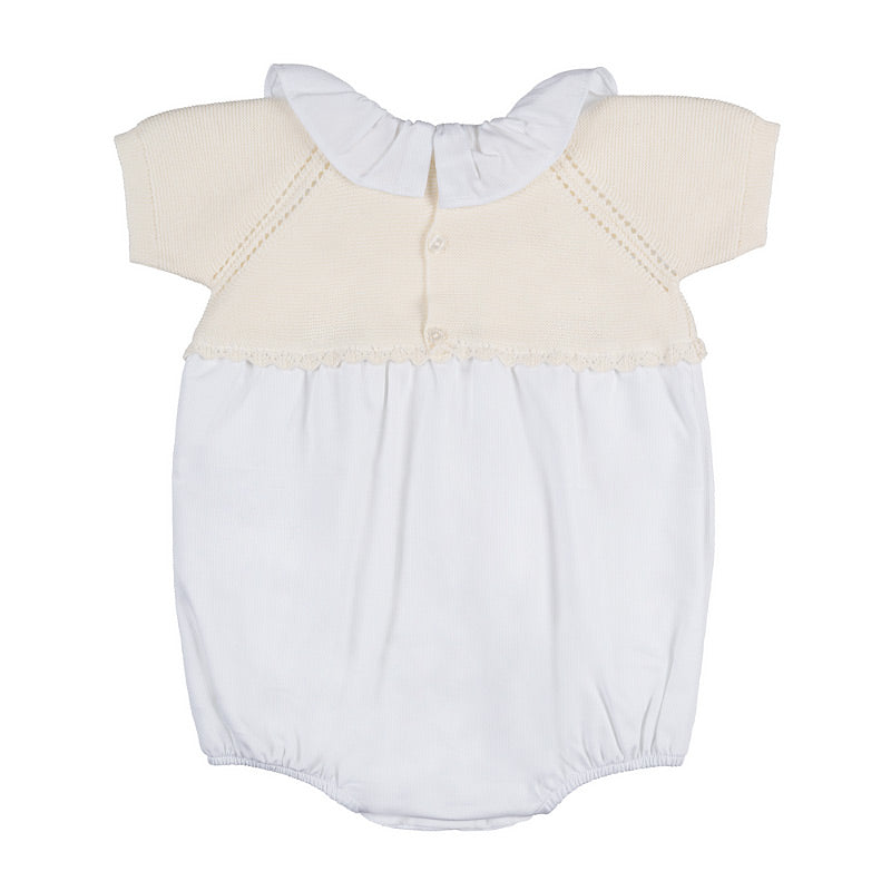 Pagliaccetto off-white con pettorina