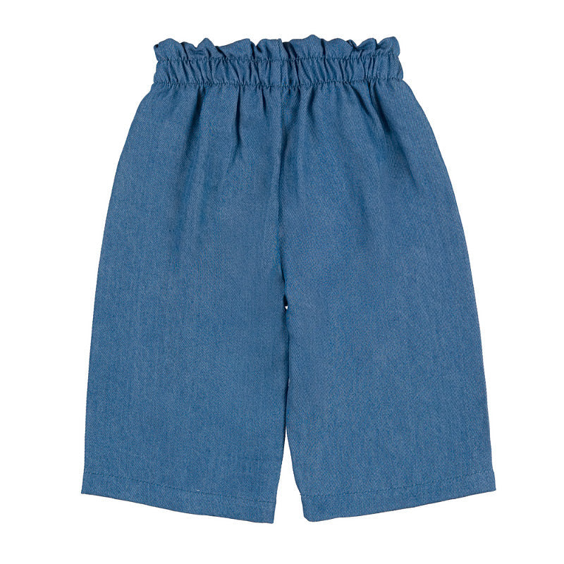 Pantalone lungo in chambray blu