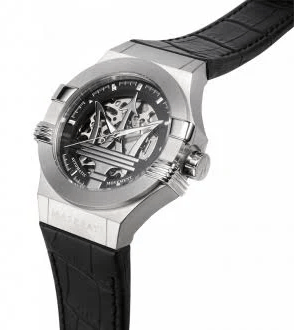 Maserati Uhr R8821108001 Automatik Herren Skelettiert Leder Schwarz 42mm