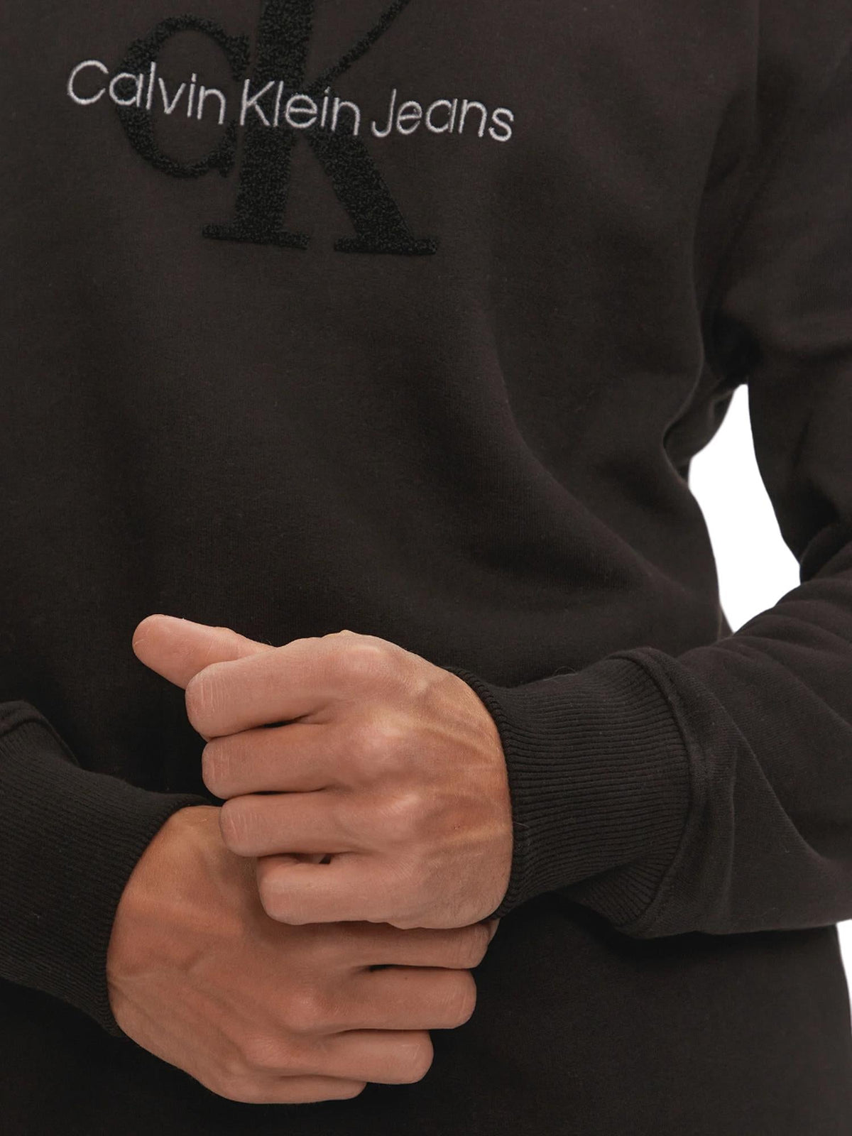 Calvin Klein Jeans felpa in caldo cotone con logo nero