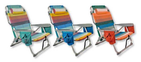 Strandliege Aluminium 5 Positionen - Multicolor, zusammenklappbar und leicht