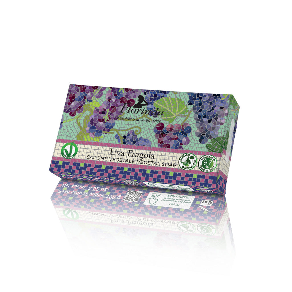 Florinda Mosaici Italiani Saponetta Vegetale Mani e Corpo Uva E Fragola 100 gr