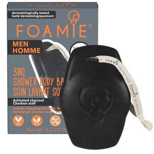 Foamie Festes Shampoo für Körper, Haare und Gesicht für Männer What A Man mit Aktivkohle 80 g