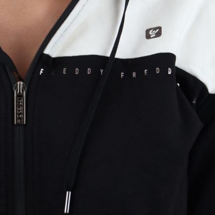 Freddy Tuta con zip e cappuccio in felpa garzata F3WTRK9 NW72N panna nero
