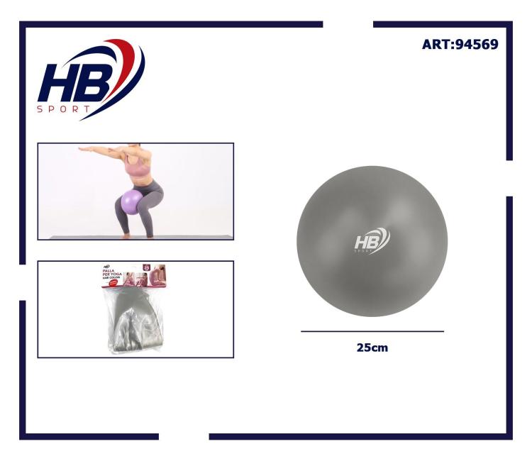 Fitball Mini Palla 25Cm Yoga Palestra Fitness Pilates Aerobica Addominali Grigio