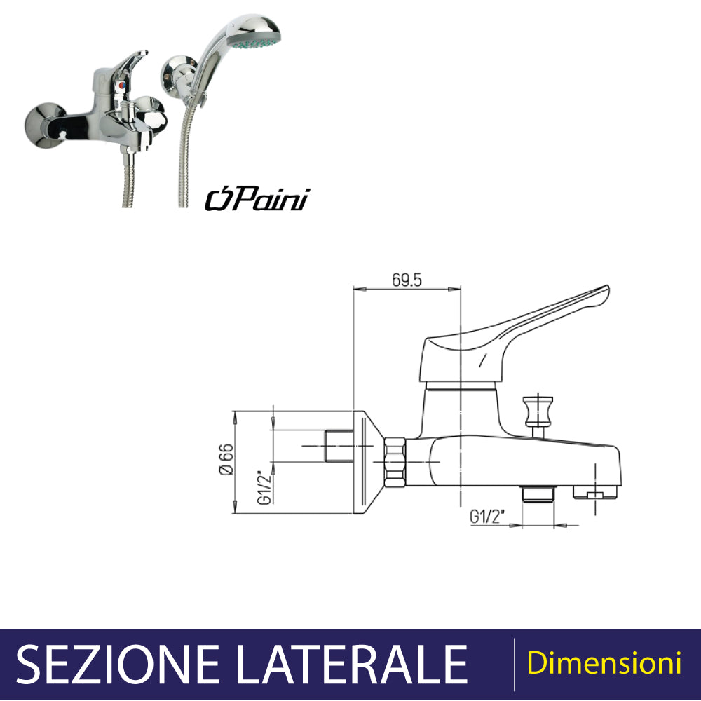 Miscelatore vasca Pilot cromo + kit doccia — Paini