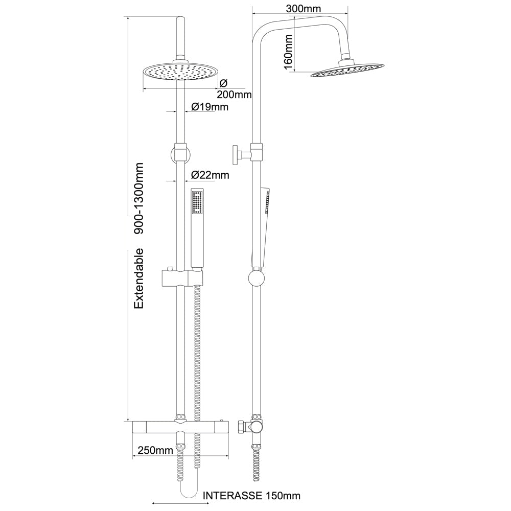 Set colonna doccia monogetto Florida tonda con miscelatore termostatico cromo — Cardinale Professional