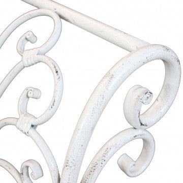 Panca Eloise bianco antico - Panca da giardino in acciaio verniciato, colore bianco, 136 x 46 x 96 h c
