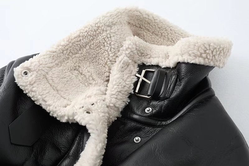 Giubbotto Donna in Ecopelle Spesso – Giacca Morbida Calda Elegante Casual