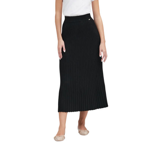Griffai Gonna Lunga DGF5592 Nera - Coste Viscosa Eleganza Fluida Donna