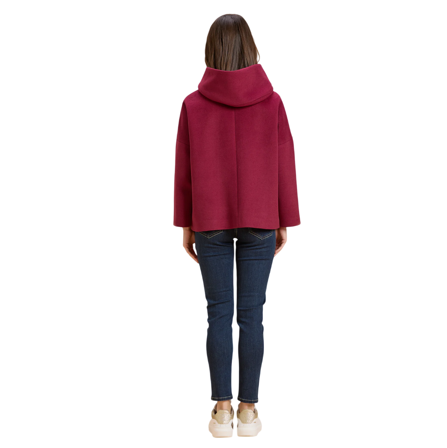 Griffai cappotto corto con cappuccio donna DGF6056 Bordeaux