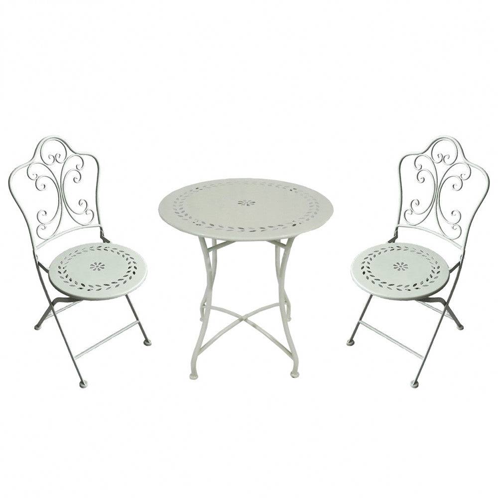 2er Set Gartentisch Ø 60 Morfeo und Stühle - Weiß, Keramik, Klappbar