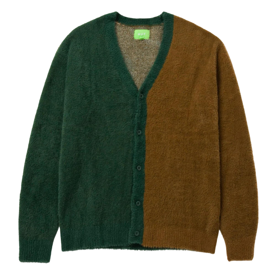 Cardigan HUF Feels Good Unisex in Finto Mohair Morbido KN00391 Marrone