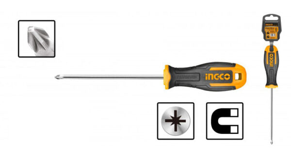 Pozidriv-Schraubendreher PZ2 INGCO 150mm – S2-Stahl, ergonomischer Griff