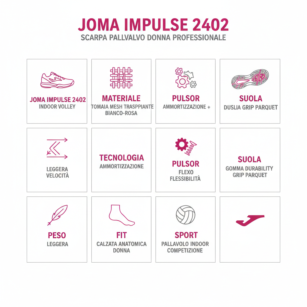 Joma Impulse 2402 Scarpa Pallavolo Donna Bianco Rosa Indoor