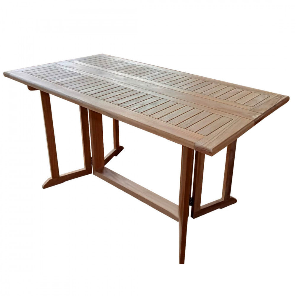 Tavolo consolle pieghevole rettangolare in legno massiccio Teak 150 x 80