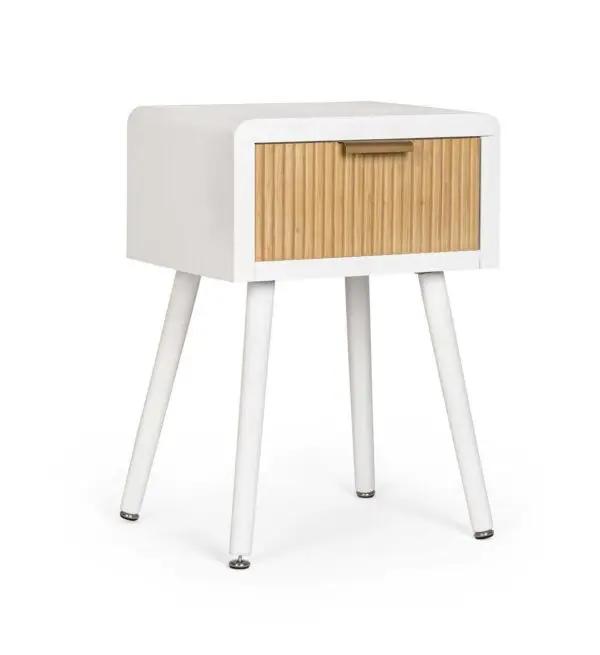Nachttisch 1 Schublade Charley weiß - natur 40X30X57H