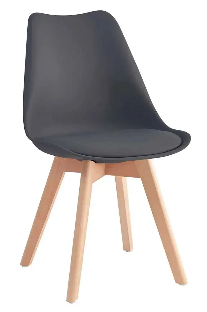 Sedia Nordik Wood in polipropilene con cuscino – Antracite, design moderno