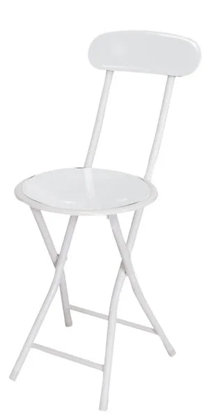 Sgabello alto richiudibile con spalliera – Pippo Glossy, bianco
