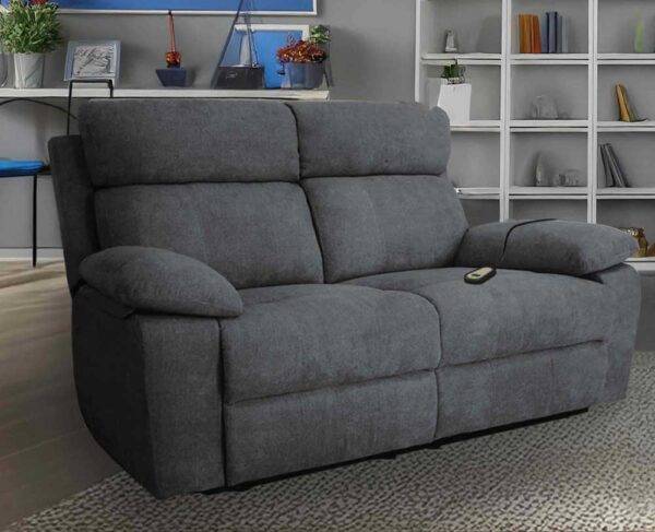 2-Sitzer-Relaxsofa POSEIDON, motorisiert, grau, mit Fernbedienung