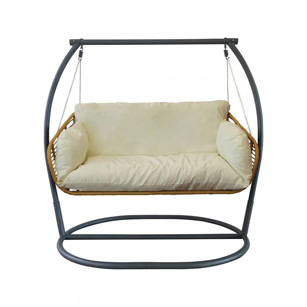 Poltrona Relax Dondolo Glasgow 2 Posti - Metallo e Wicker