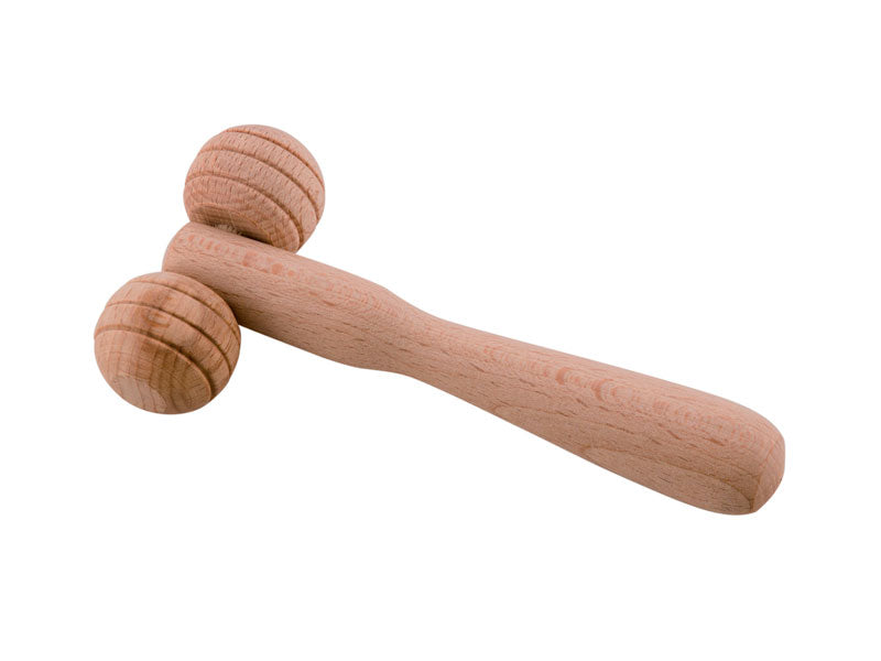 Massaggiatore In Legno Grezzo A 2 Ruote Piccolo – 12 cm – Per Viso E Mani