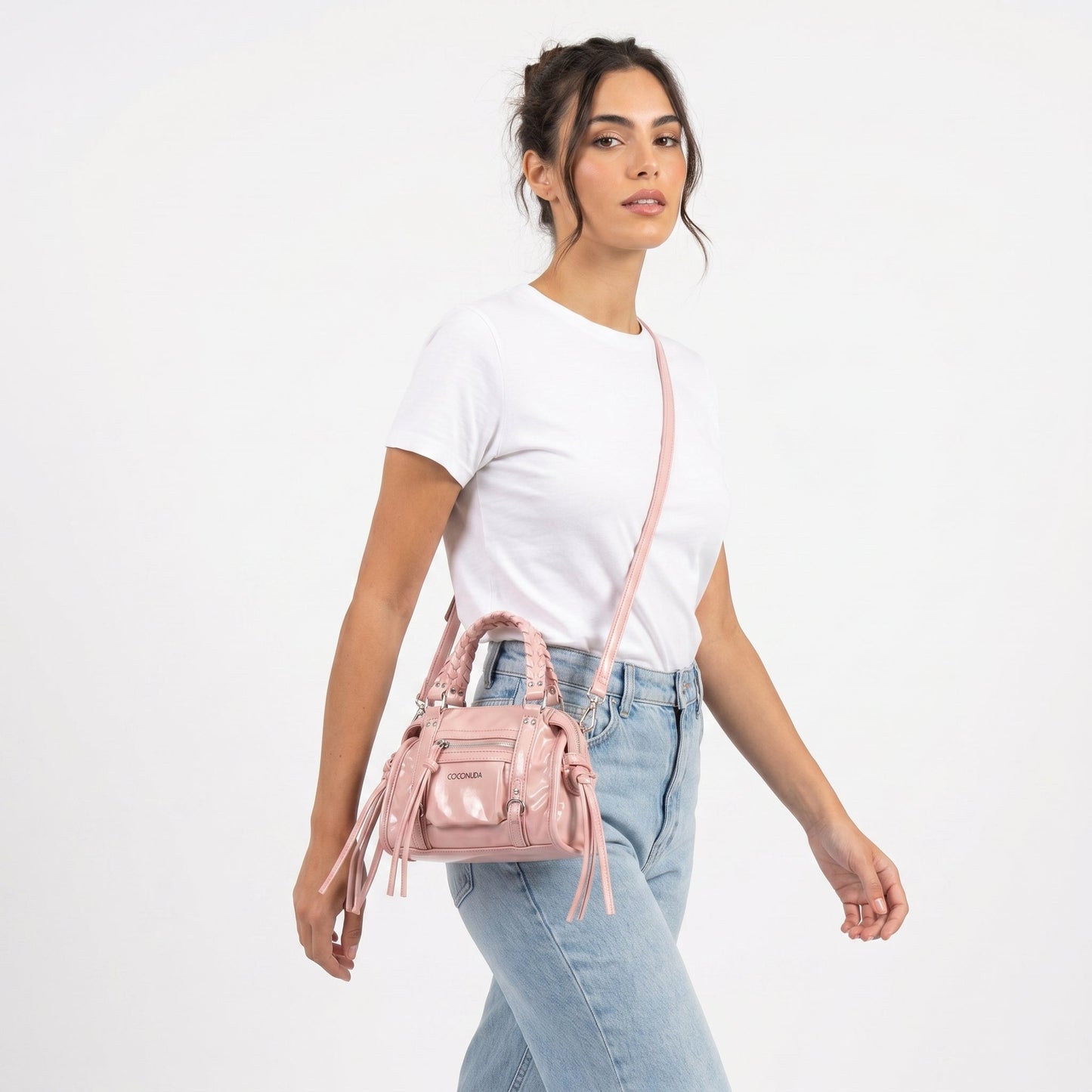Coconuda Mini Bauletto con Manici Intrecciati e Frange