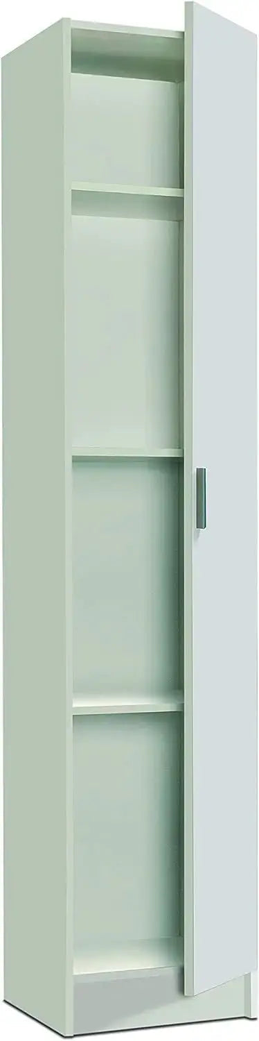 1-Door Mobile Multipurpose White Wood Cabinet 37x37x180 cm
