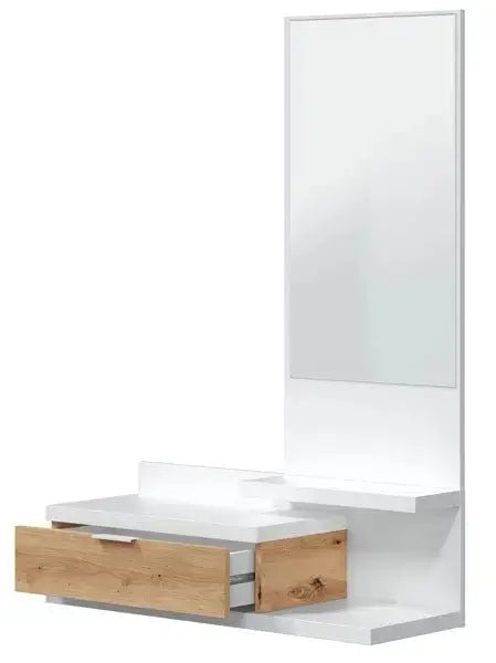 Hängende Garderobe mit Spiegel Eiche astig-weiß