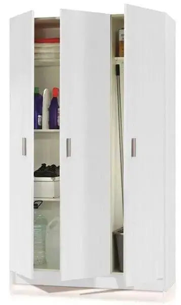 Besenschrank 3 Türen B109xH180xT37 aus Melamin Weiß
