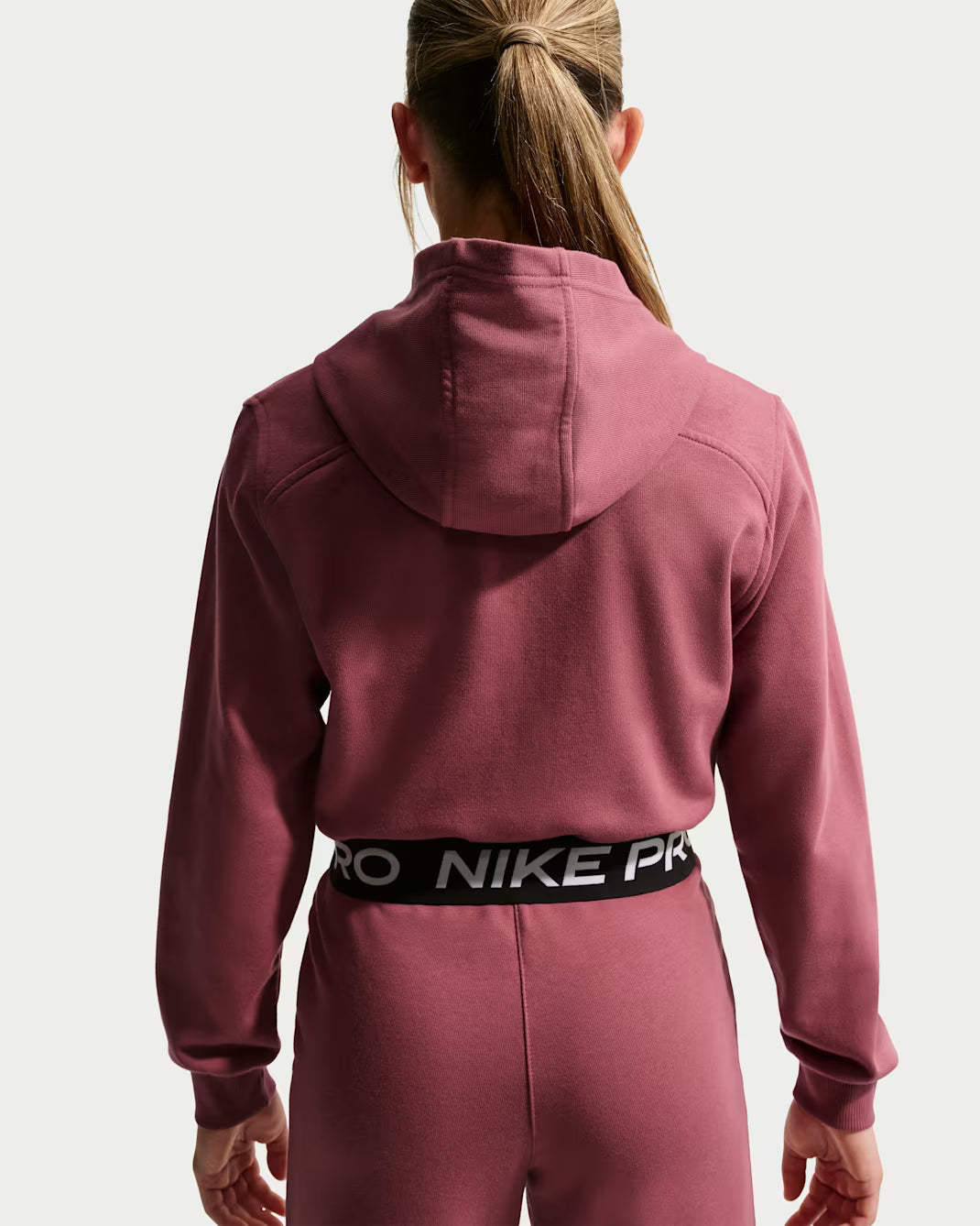 Nike Felpa Corta Ragazza con Cappuccio Pro Fleece Dri-FIT HQ9312-654 Rosa