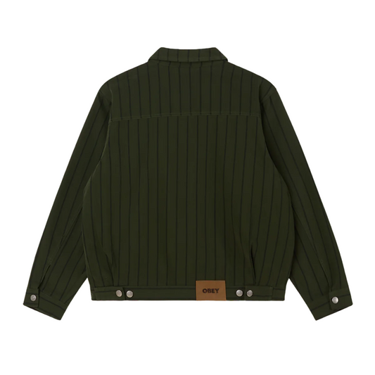 Obey giubbino da uomo a righe con cerniera Stripe 121800590 verde