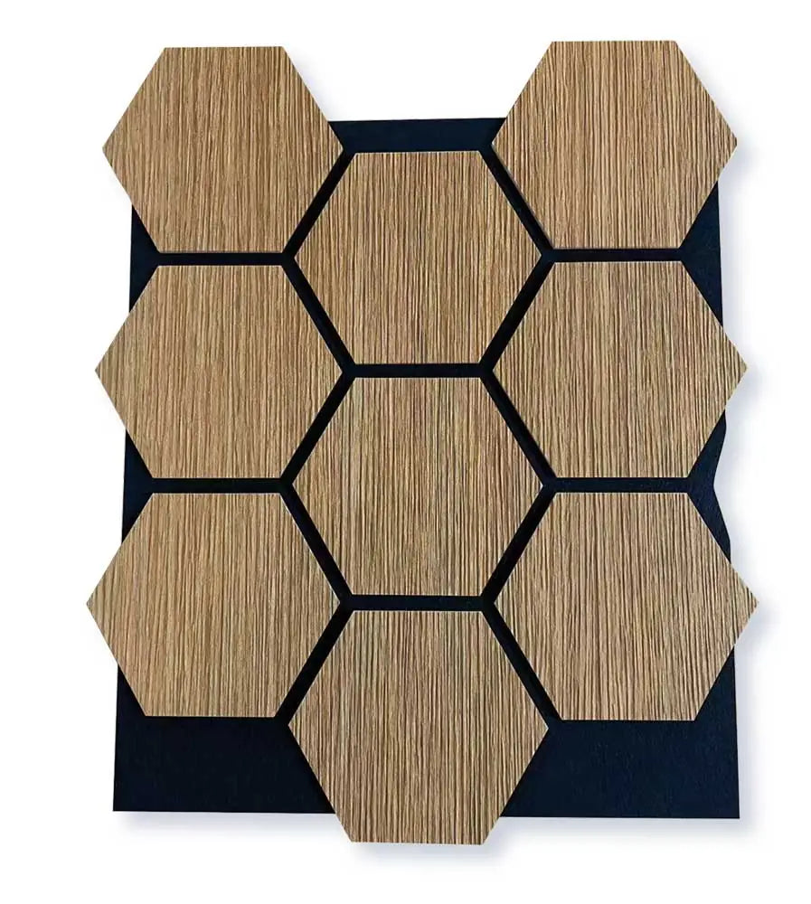 Pannello murale fonoassorbente esagonale effetto rovere 62,6x76,6 cm